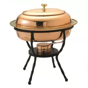 Old Dutch 6 qt. 16.5 in. x 12.75 in. x 19 in. Oval Decor Copper over Stainless Steel Chafing Dish