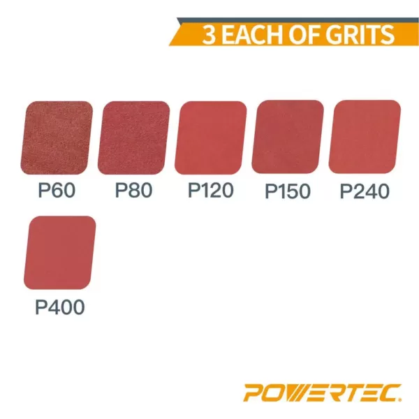 POWERTEC 4 in. x 36 in. 60/80/120/150/240/400-Grit Aluminum Oxide Sanding Belt Assortment (18-Pack)