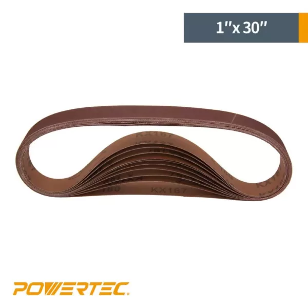 POWERTEC 1 in. x 30 in. 60/80/120/150/240/400-Grits Aluminum Oxide Sanding Belt Assortment (24-Pack)