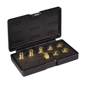 POWERTEC Brass Router Template Guide Set for Porter Cable Style Routers with Molded Carrying Case (9-Piece)