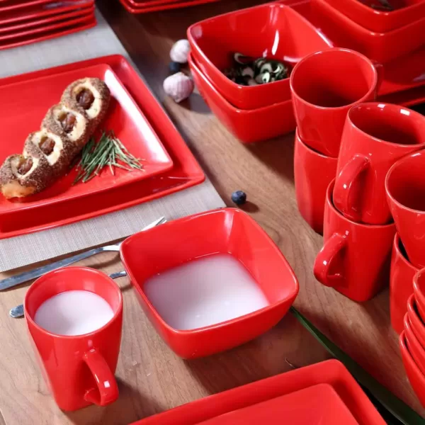 Boyel Living 16- Piece Modern Solid Color Red Porcelain Dinnerware Sets (Service for Set for 4)