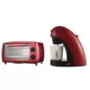 Brentwood Appliances 700-Watt Red Toaster Oven and Broiler with Red Single-Serve Coffee Maker and Mug