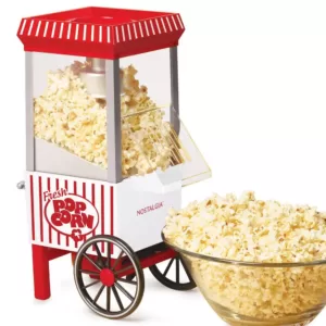 Nostalgia Old Fashioned 1040 W 12-Cup Red Hot Air Popcorn Maker with Measuring Cup