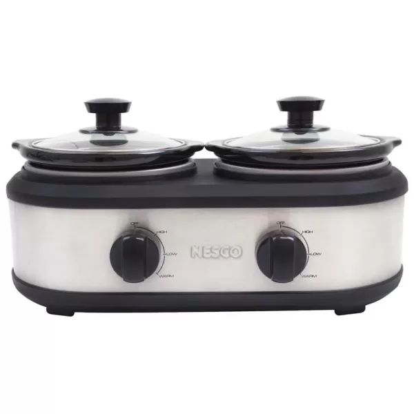 Nesco 2.5 Qt. Stainless Steel Slow Cooker with Removable Cookwells