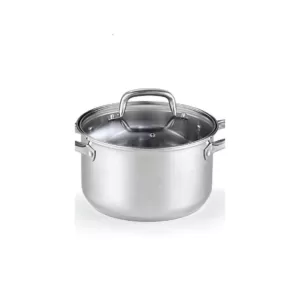 Cook N Home 5 qt. Round Stainless Steel Casserole Dish with Glass Lid