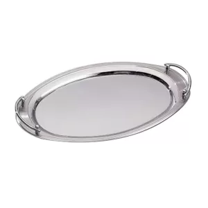 Elegance 22 in. x 13 in. Oval 18/10 Stainless Steel Tray with Handles