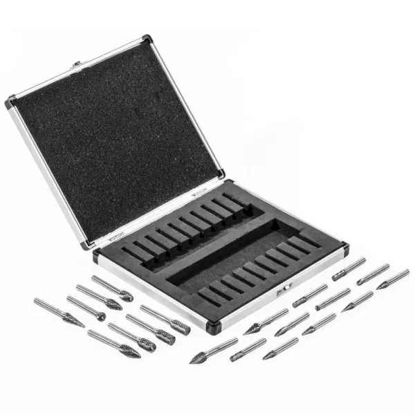 Stark 20-Piece Double Cut Carbide Rotary Burr Set Bits Tree Flame Cone Ball Oval Tapered