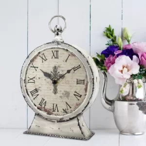Stonebriar Collection 12.5 in. x 3 in. Faith Round Tabletop Clock