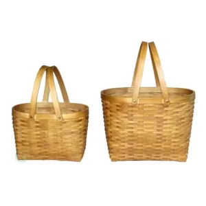 Vintiquewise 13 in. W x 10.3 in. D x 10 in. H Wood Chip Oval Shopping Baskets (Set of 2)