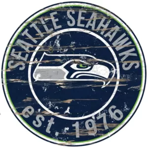 Adventure Furniture 24" NFL Seattle Seahawks Round Distressed Sign