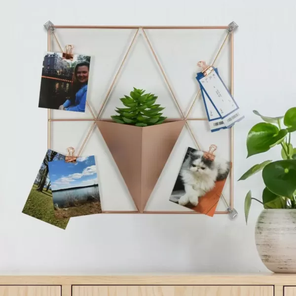 WallPops Rose Gold Triangle Metal Grid with Pocket Wall Organizer