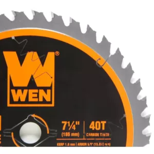 WEN 7.25 in. 40-Tooth Carbide-Tipped Professional Finish Saw Blade for Miter Saws and Circular Saws