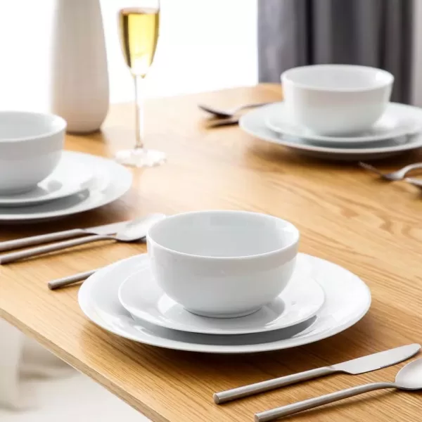 Boyel Living 18- Piece Modern White Porcelain Dinnerware Sets (Service for Set for 6)