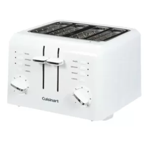 Cuisinart Compact 4-Slice White Wide Slot Toaster with Crumb Tray