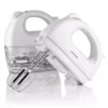 Ovente 5-Speed 150-Watt White Hand Mixer Stainless Steel Chrome Beaters and Free Snap-On Case