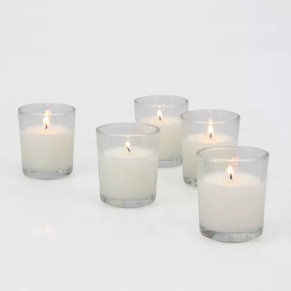 Stonebriar Collection White Unscented Filled Glass Votive Candles (Set of 48)