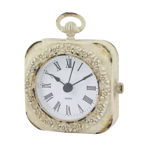 Stonebriar Collection 4 in. x 3 in. Weathered White Tabletop Clock