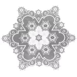 Heritage Lace Snowflake 47 in. W x 47 in. L White Floral Polyester Round Table Topper