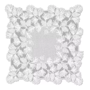 Heritage Lace Woodland 36 in. W x 36 in. L White Floral Polyester Table Topper