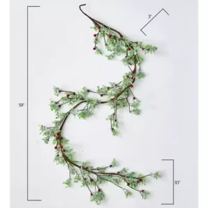 Worth Imports 5 ft. Green Leaves and Red Berries Garland