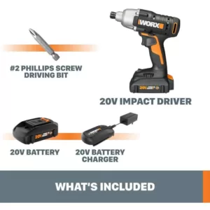 Worx Power Share 20-Volt Cordless Variable Speed 1/4 in. Hex Impact Driver with Quick Change Chuck (Tool Only)