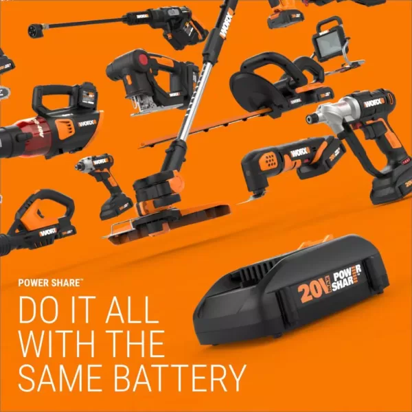 Worx POWER SHARE 20-Volt Lithium-Ion 1/4 in. Cordless Drill and Driver