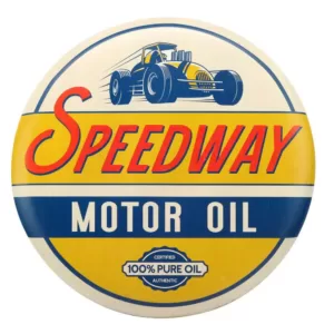 SPEEDWAY Motor Oil Tin Button Decorative Sign
